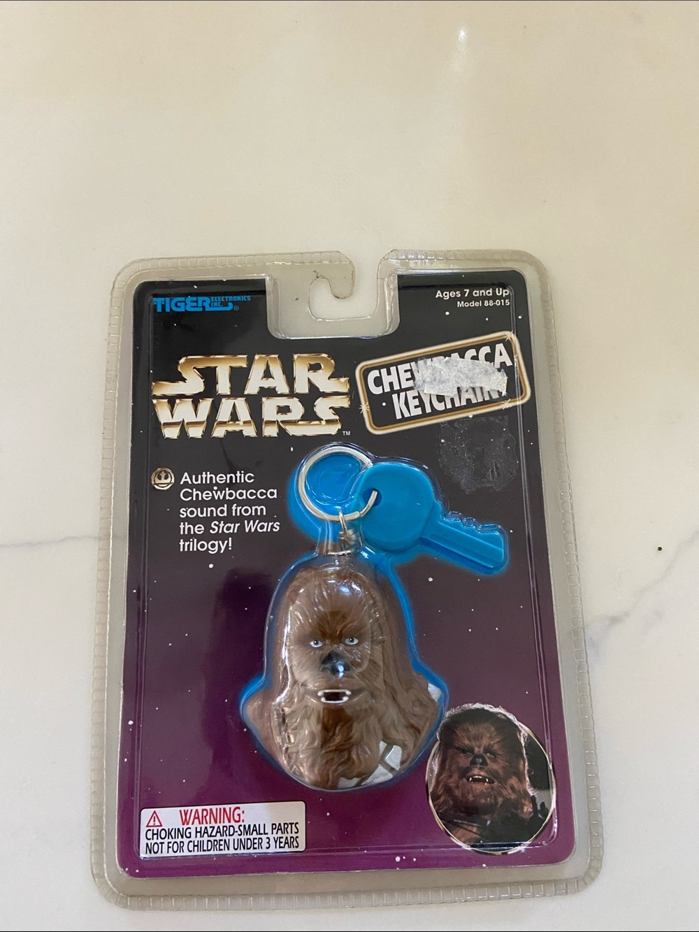 Star Wars Chewbacca Keychain with Blue Key Accent… vintage 1997